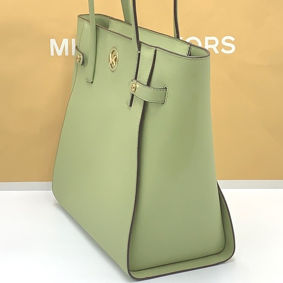 MICHAEL KORS CARMEN LARGE NORTH SOUTH TOTE LIGHT SAGE COLOR - Picture 7 of 16
